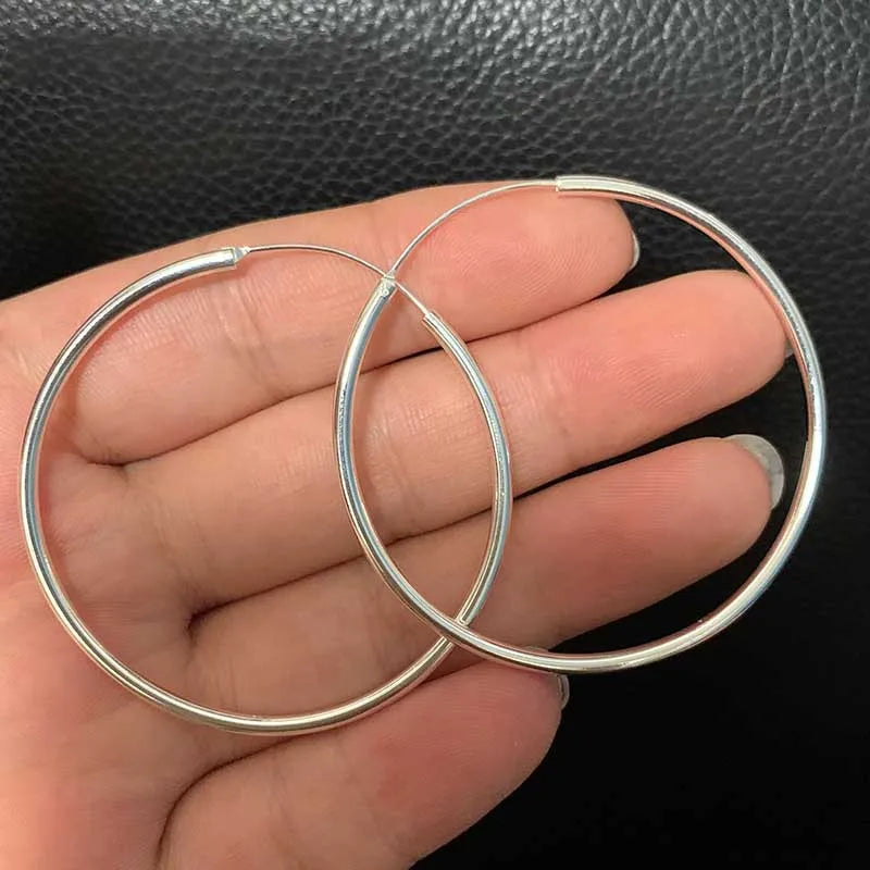 Créoles en argent sterling 925 – Grandes boucles 50/60 mm élégantes et intemporelles | Hope & Light Girlz