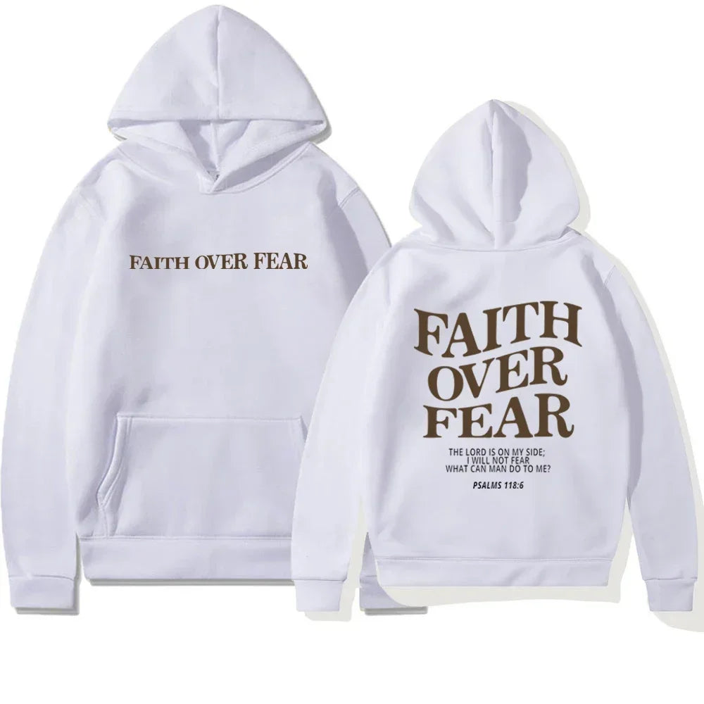 🕊️ Sweat chrétien femme “FAITH OVER FEAR” – Sweat à capuche inspirant, mode chrétienne féminine (S à XXXL)