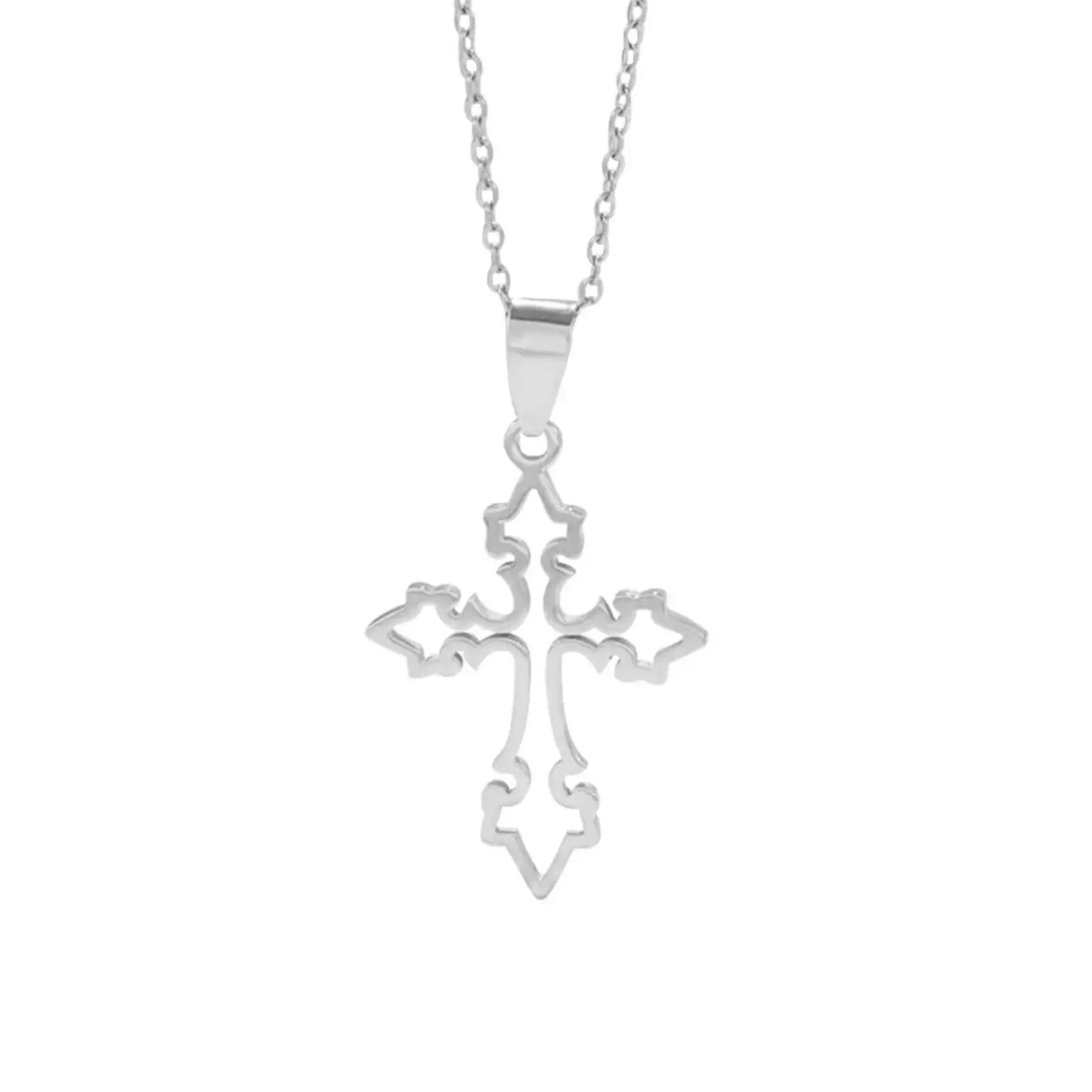 Collier Croix Chrétienne – Pendentif Acier Doré ou Argenté 50 cm | Sons of Light
