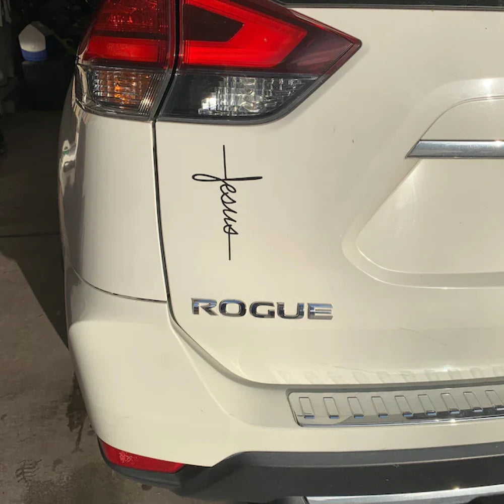 Sticker Voiture – Jesus Script & Croix
