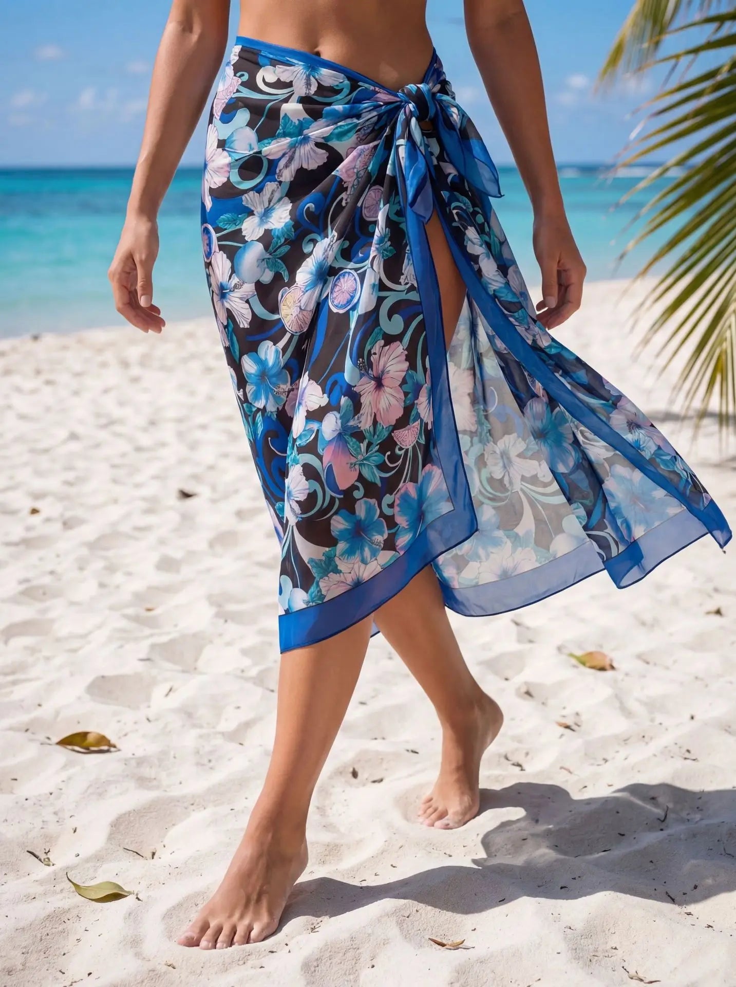 Paréo de Plage Femme Fleuri | Voile Léger Taille Unique