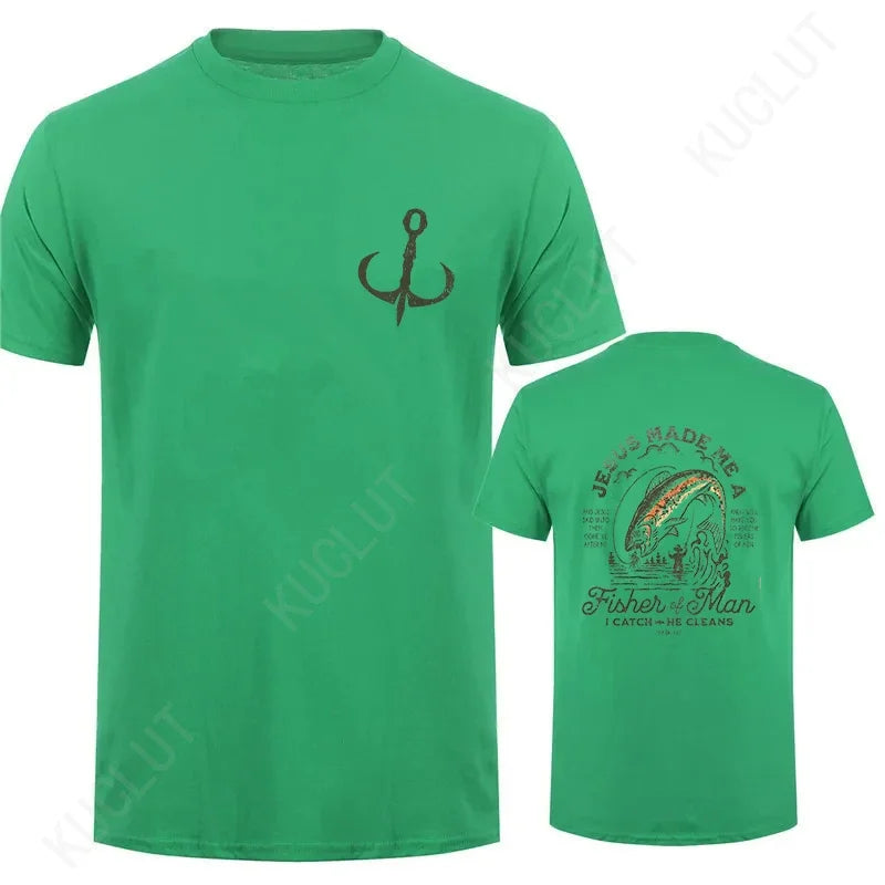 🧭 T-shirt chrétien homme “Fisher of Man” – Jésus Made Me • Col rond • 18 coloris • S à 4XL