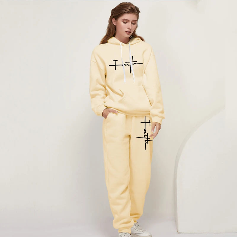 Survêtement Femme "Faith" – Ensemble Sportwear Complet Hoodie + Pantalon – Confort & Style (S à XXXL)