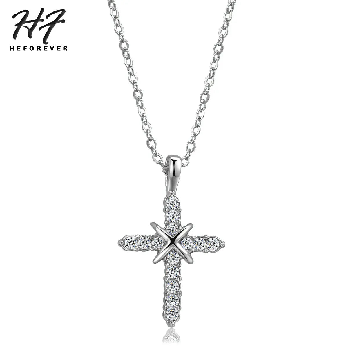 ✨ Collier Croix Cristaux – Plaqué Or Rose ou Argent | Bijou Chrétien Élégant Femme