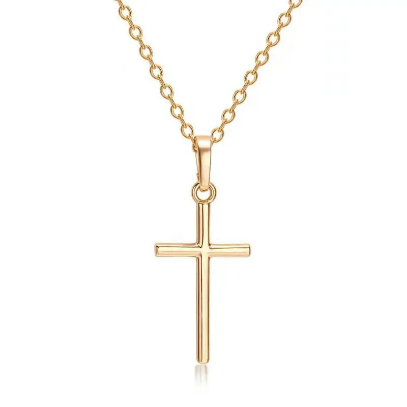 🏷️Collier Croix Minimaliste Unisexe – Pendentif Croix Acier Style Moderne (Or & Argent) Collier chrétien tendance homme & femme – bijou foi discret