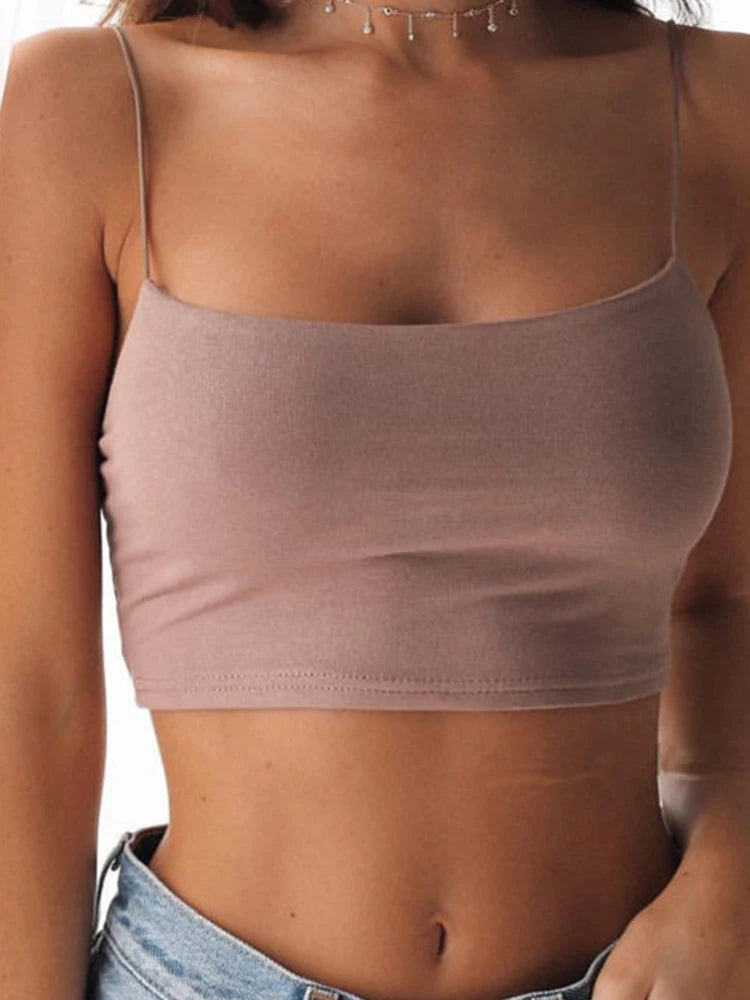 Crop Top Femme Basic Été | Débardeur Court Bretelles Fines – Hope & Light Girlz