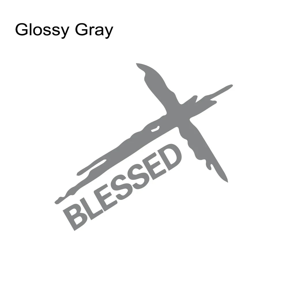 Sticker Voiture & Mur « BLESSED » – Croix du Christ