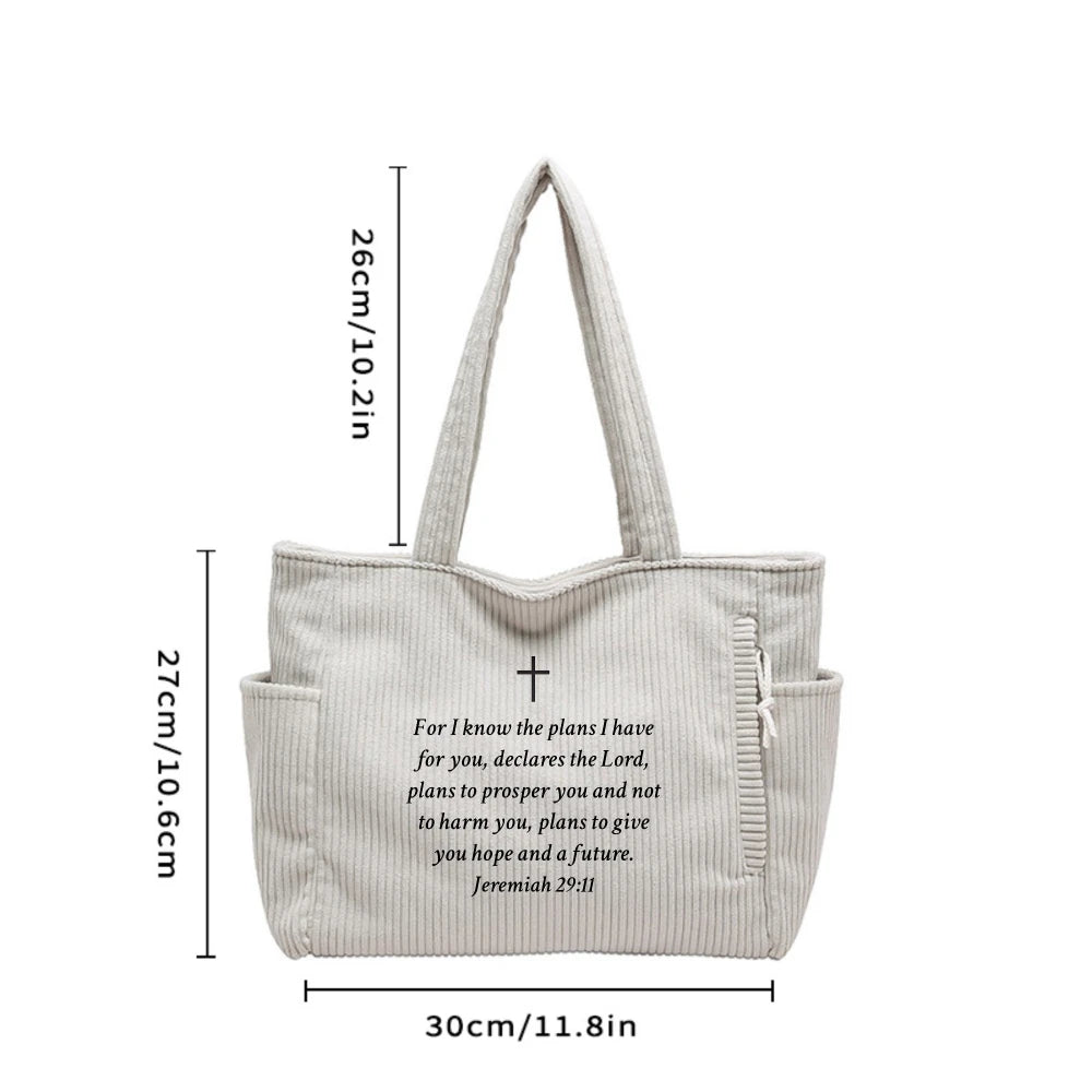 Sac cabas chrétien femme – Verset biblique Jérémie 29:11 – Tote bag foi Jésus Christ élégant et pratique