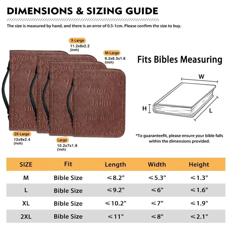 Housse de Bible Simili-Cuir – « Trust in the Lord » 🌿