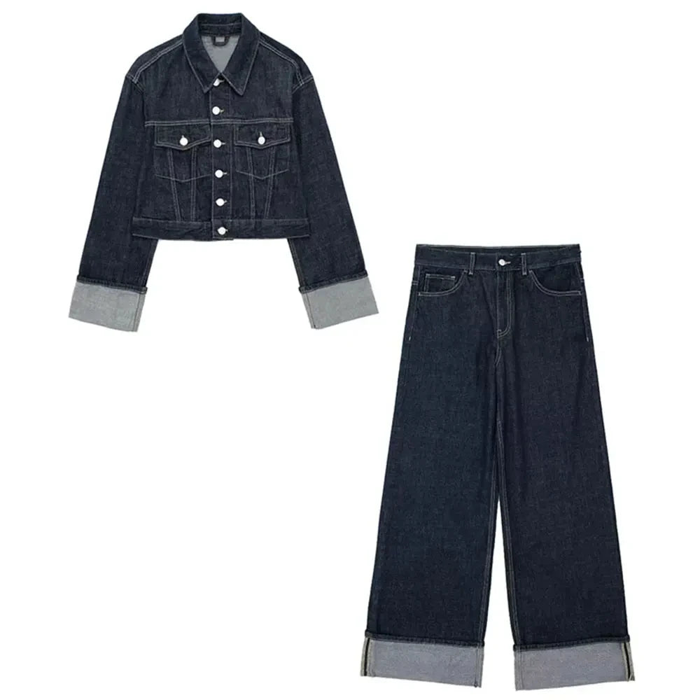 Ensemble Denim Femme Oversize – Veste Courte & Jean Wide Leg Vintage XS à L | Hope & Light Girlz