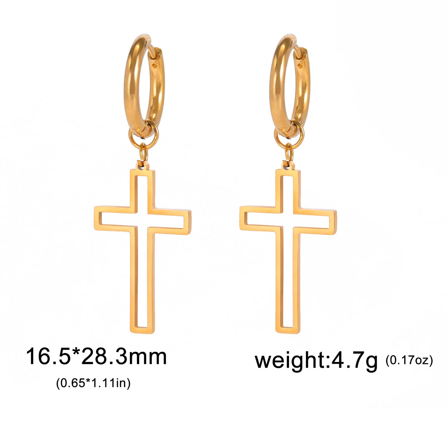 Boucles d’oreilles croix en acier inoxydable – Foi et élégance | Hope & Light Girlz