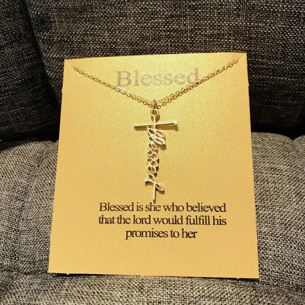Collier “Blessed” avec Croix – Foi & Élégance | Plaqué argent ou or | Cadeau chrétien Hope & Light Girlz