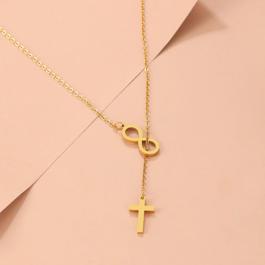 Collier Croix & Infini – Amour éternel de Dieu | Acier inoxydable doré ou argenté | Hope & Light Girlz