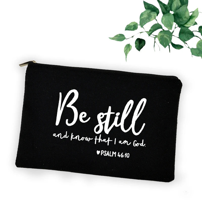 Trousse chrétienne “Faith Hope Love” – Pochette maquillage, stylos ou accessoires – Design croix et message de foi