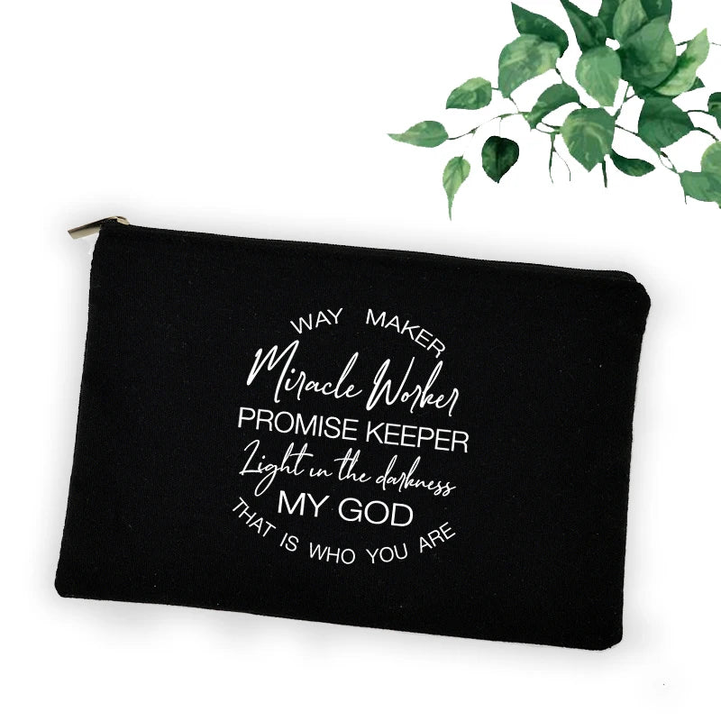 Trousse chrétienne “Faith Hope Love” – Pochette maquillage, stylos ou accessoires – Design croix et message de foi