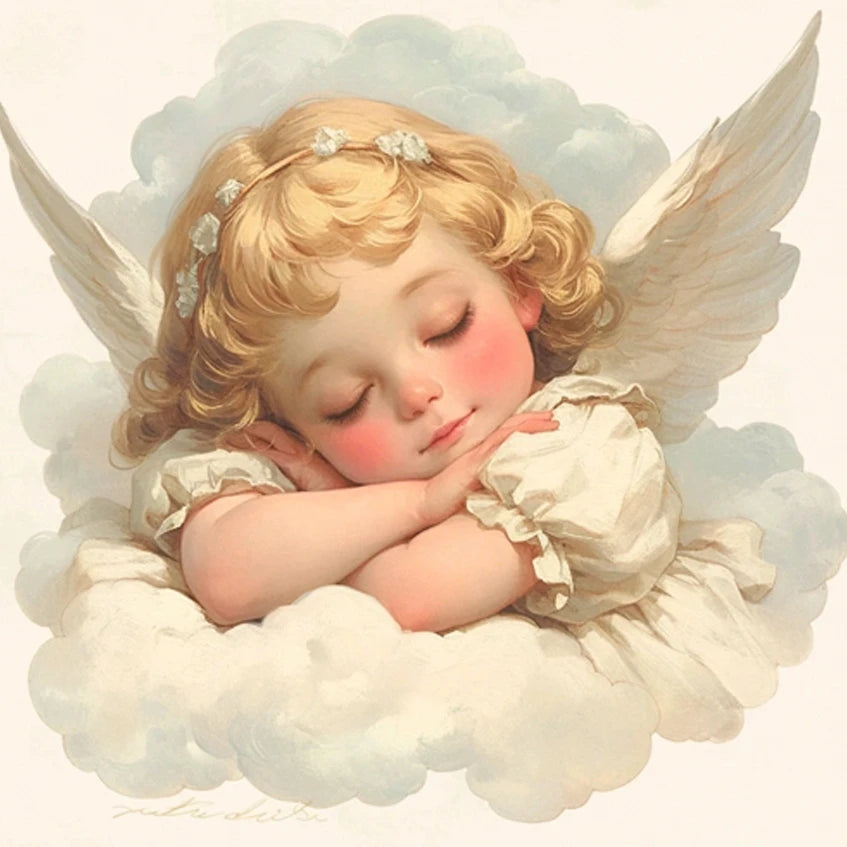 Tableau Diamond Painting – Petits Anges Vintage Chrétiens | Art de prière et détente spirituelle DIY