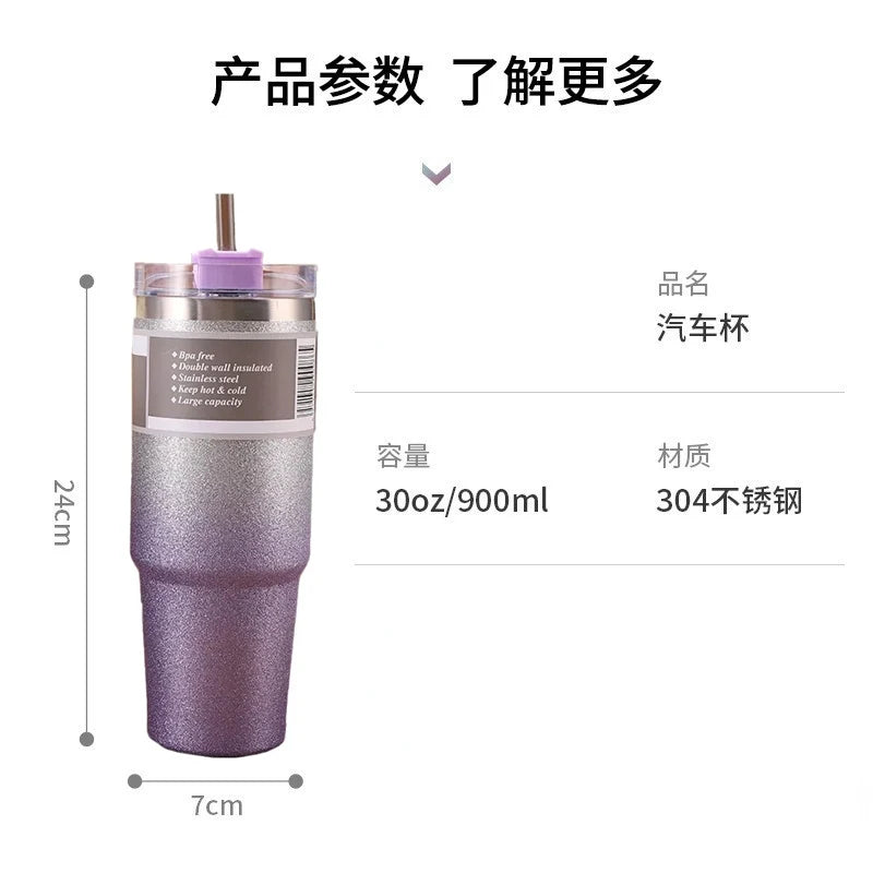 🌸 Mug isotherme "Hope & Light" 890 ml – Acier inoxydable et éclat céleste