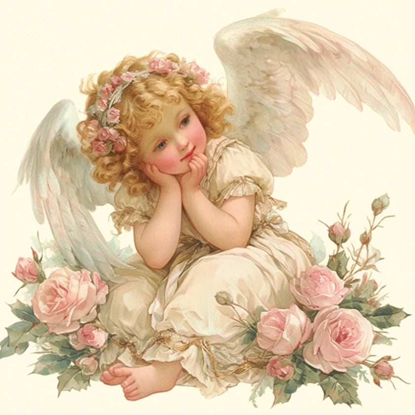 Tableau Diamond Painting – Petits Anges Vintage Chrétiens | Art de prière et détente spirituelle DIY