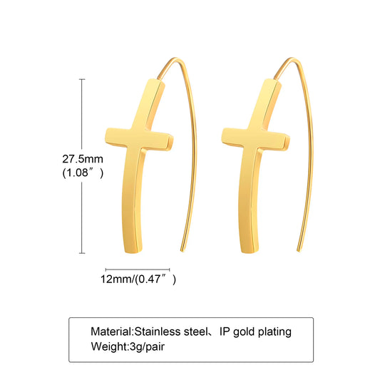 Boucles d’oreilles croix minimalistes en acier inoxydable – Foi et élégance moderne | Hope & Light Girlz
