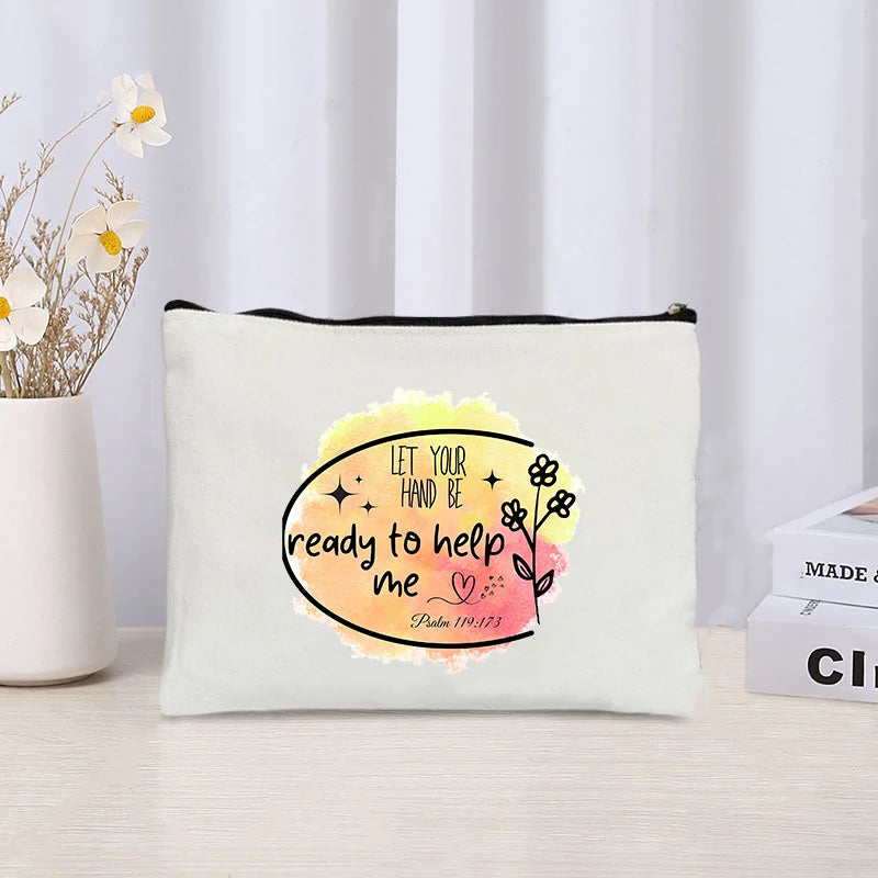 Trousse chrétienne “Appelle le Seigneur et sois sauvée” | Pochette Foi & Espérance – Makeup Bag / Organisateur chrétien