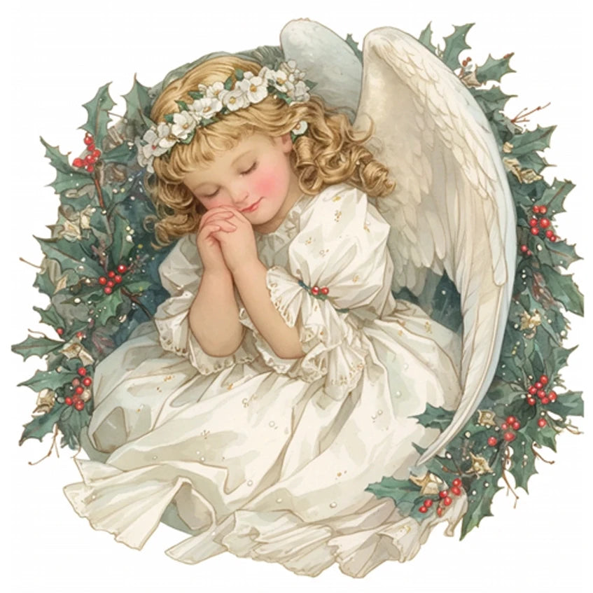 Tableau Diamond Painting – Petits Anges Vintage Chrétiens | Art de prière et détente spirituelle DIY