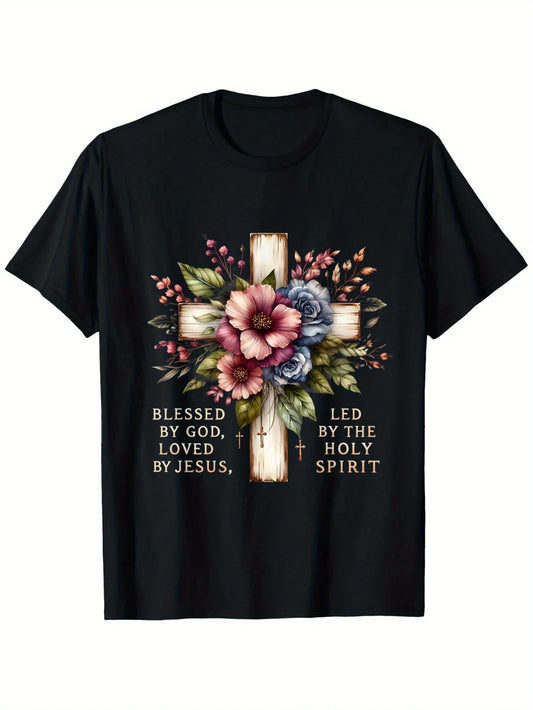 T-shirt chrétien “Blessed by God, Loved by Jesus, Led by the Holy Spirit” – Foi & Inspiration | Hope & Light Girlz
