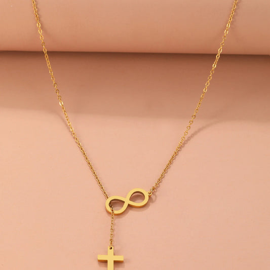 Collier Croix & Infini – Amour éternel de Dieu | Acier inoxydable doré ou argenté | Hope & Light Girlz