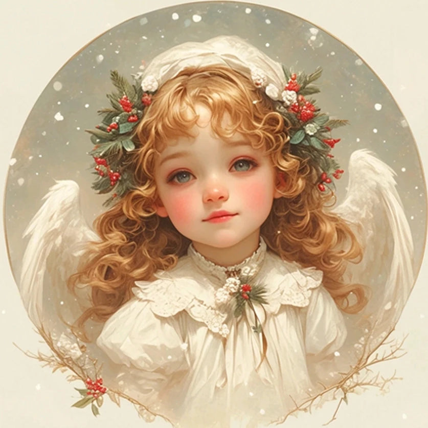 Tableau Diamond Painting – Petits Anges Vintage Chrétiens | Art de prière et détente spirituelle DIY