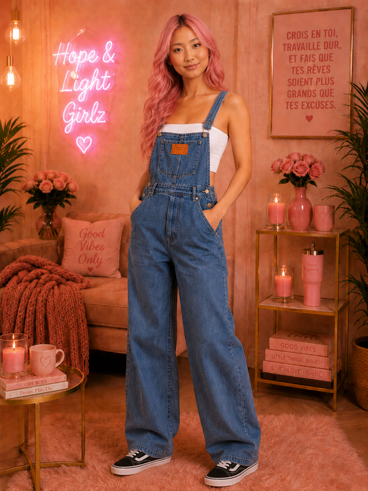 Salopette Jean Oversize Femme | Coupe Loose Wide Leg Du S au 5XL – Hope & Light Girlz
