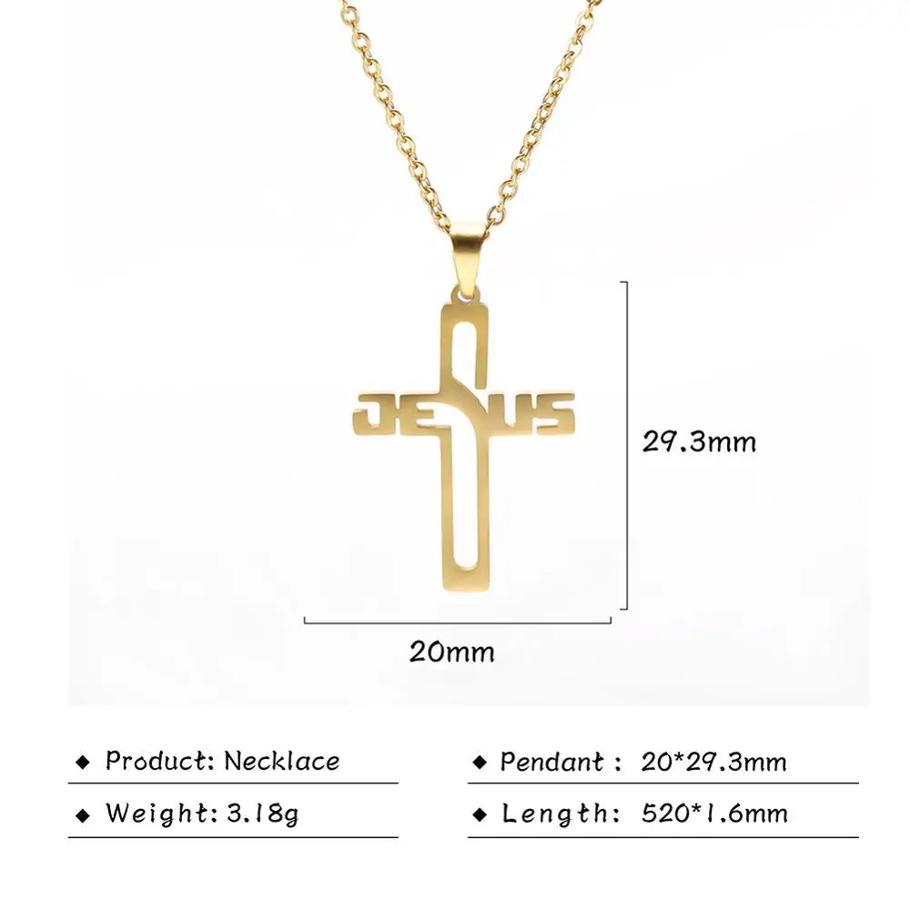 Collier Croix « Jesus » – Acier Inoxydable