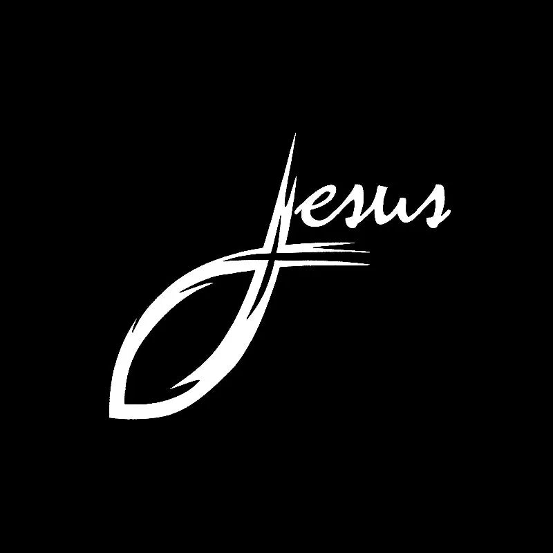 Sticker Voiture – Jesus Fish & Cross Script