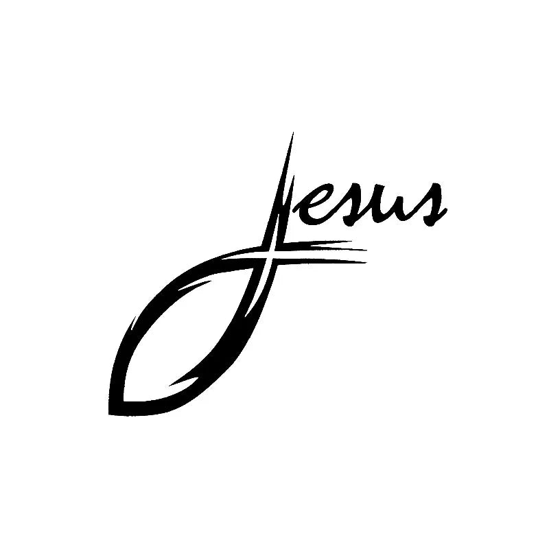 Sticker Voiture – Jesus Fish & Cross Script