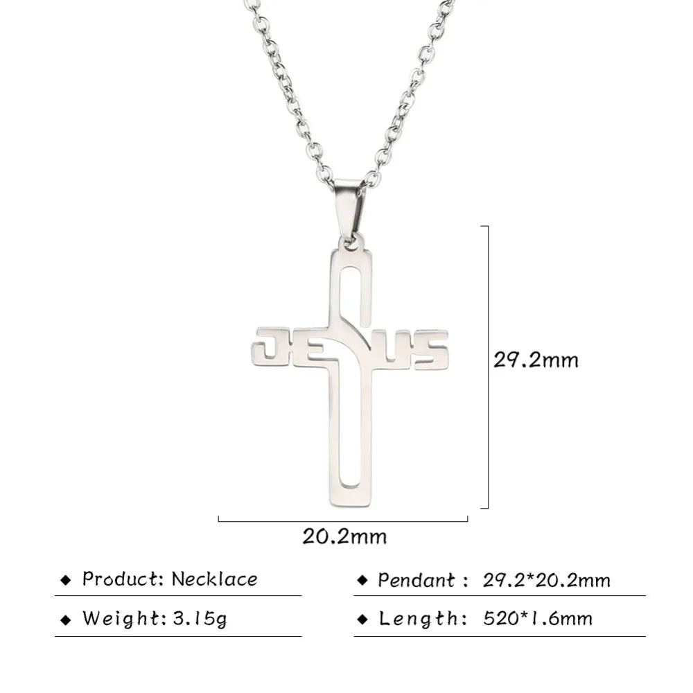 Collier Croix « Jesus » – Acier Inoxydable