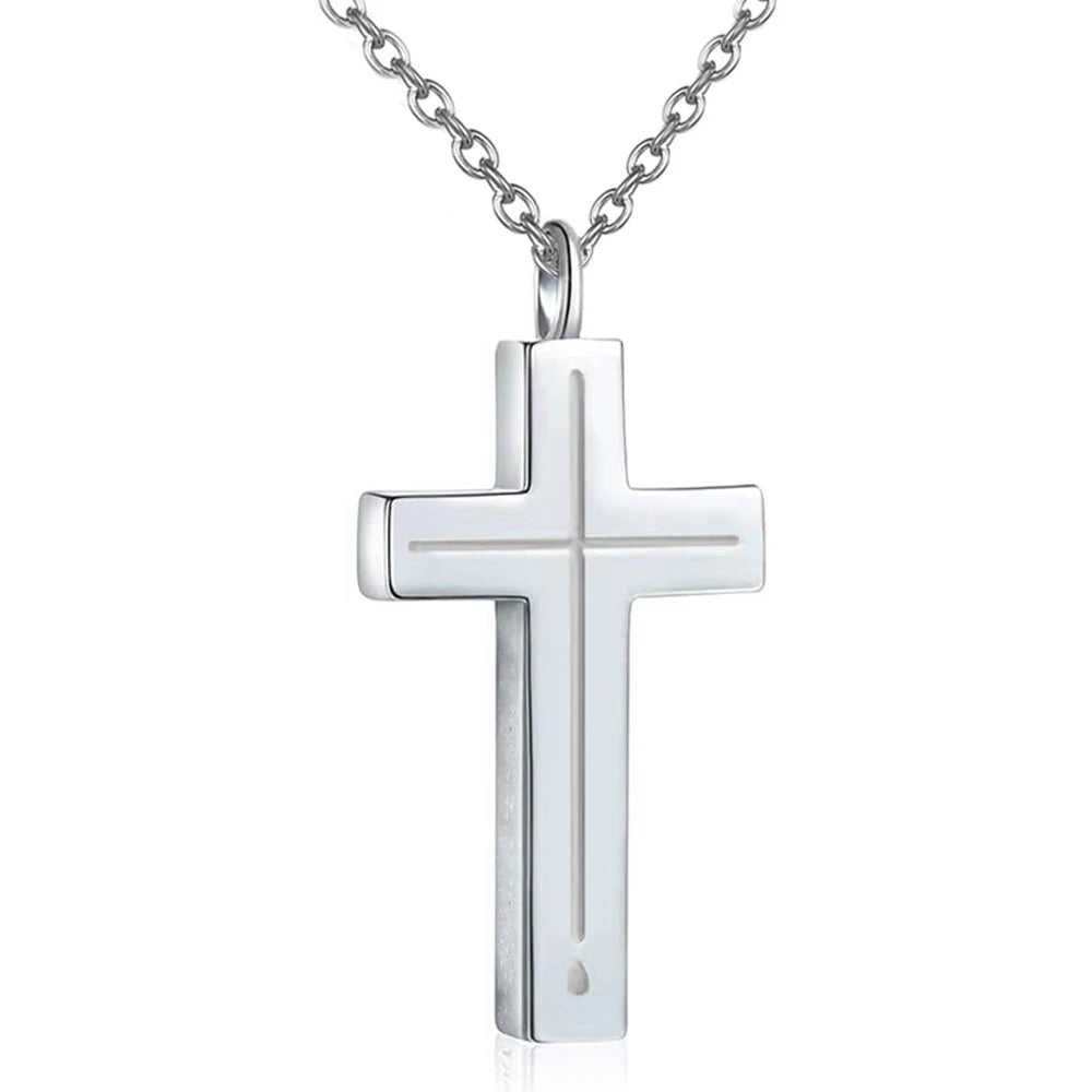 ✨ Collier Croix en acier inoxydable – Pendentif 2,8 cm – Noir, Or ou Argent – Bijou chrétien moderne