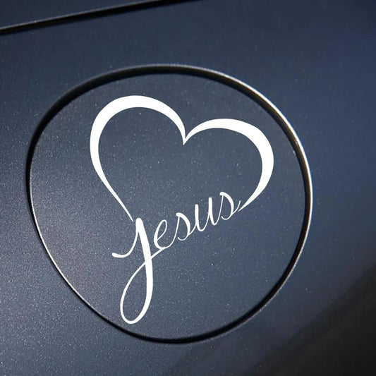 Sticker Voiture « Jesus » – Cœur Calligraphié