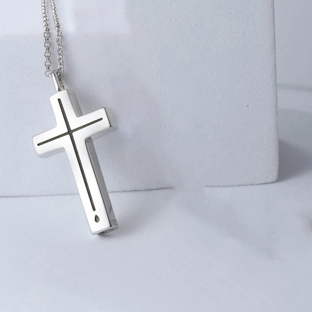 ✨ Collier Croix en acier inoxydable – Pendentif 2,8 cm – Noir, Or ou Argent – Bijou chrétien moderne