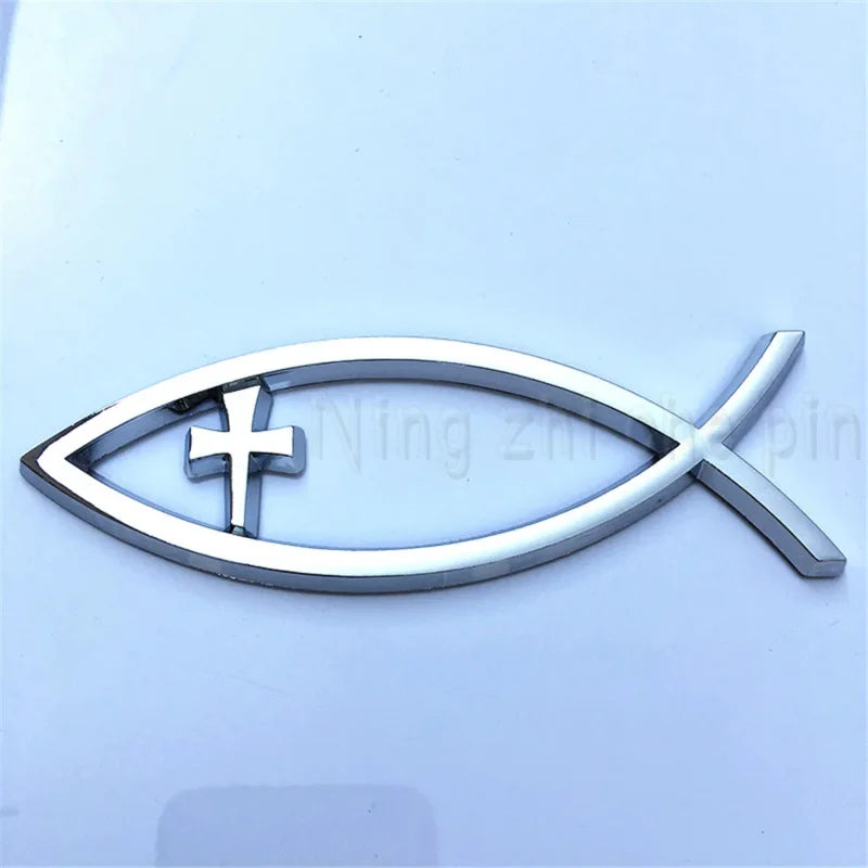 Sticker Voiture Ichthus – Famille & Croix