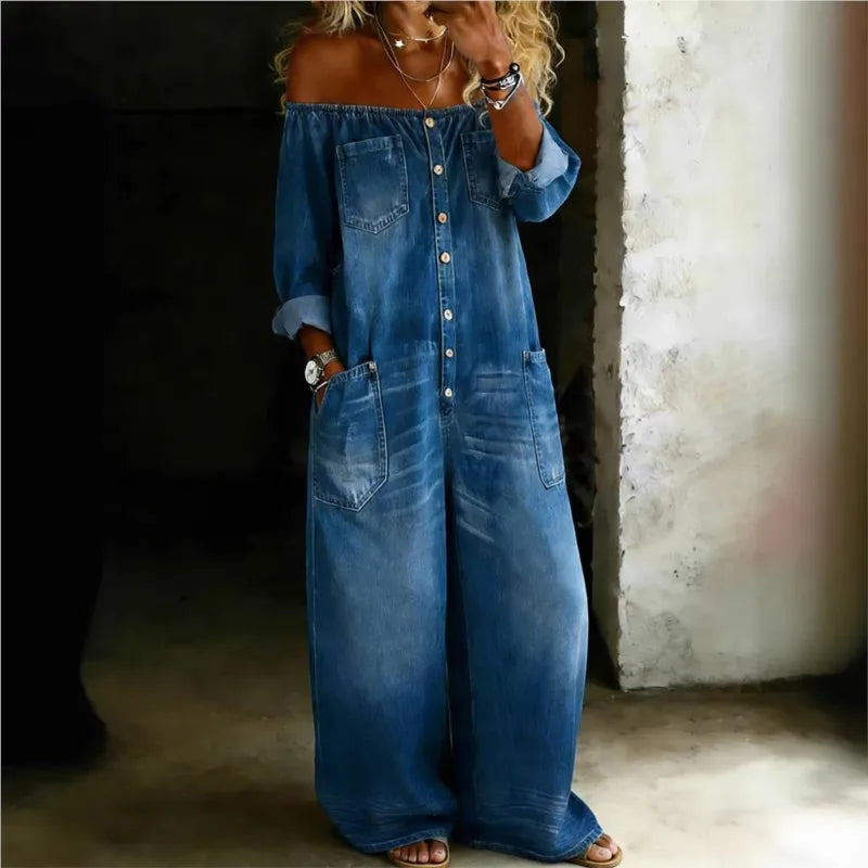 Combinaison Jean Oversize Femme Bohème Chic – Coupe Loose Wide Leg | Hope & Light Girlz