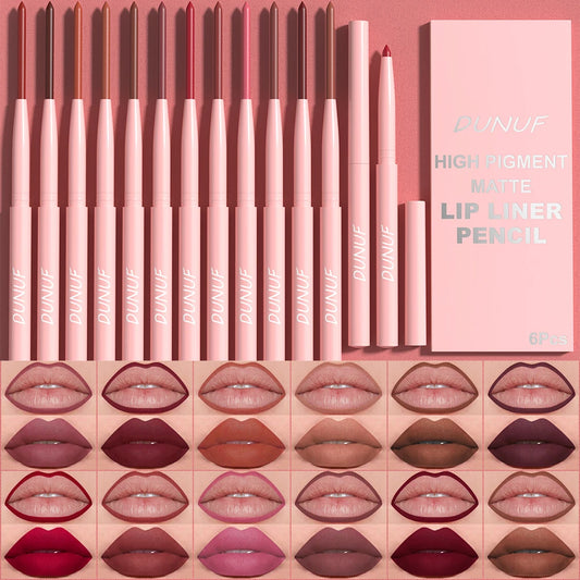 💋 Coffret Crayons Contour des Lèvres DUNUF – 12 Teintes Ultra Pigmentées Longue Tenue Waterproof