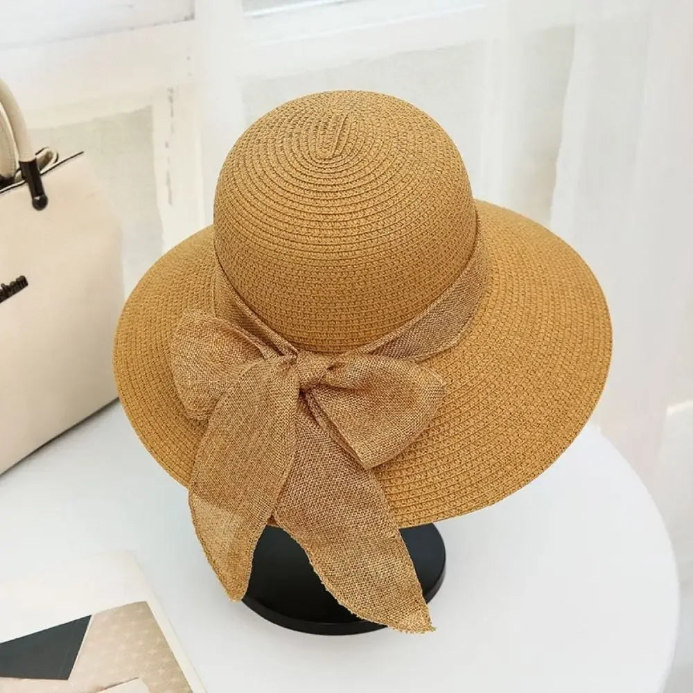 Chapeau de Plage Femme Élégant – Capeline en Paille avec Nœud | Protection Solaire Été 2026