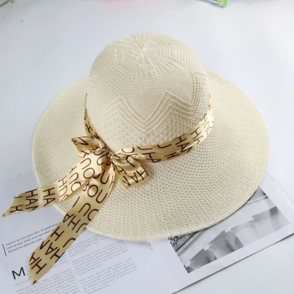 Chapeau de Plage Femme Élégant – Capeline en Paille avec Nœud | Protection Solaire Été 2026