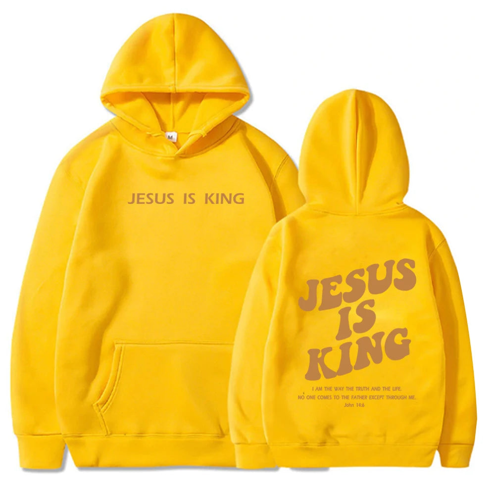 🏷️Sweat à Capuche “Jesus Is King” – Hoodie Chrétien Unisexe du S au 4XL | Collection Foi & Style