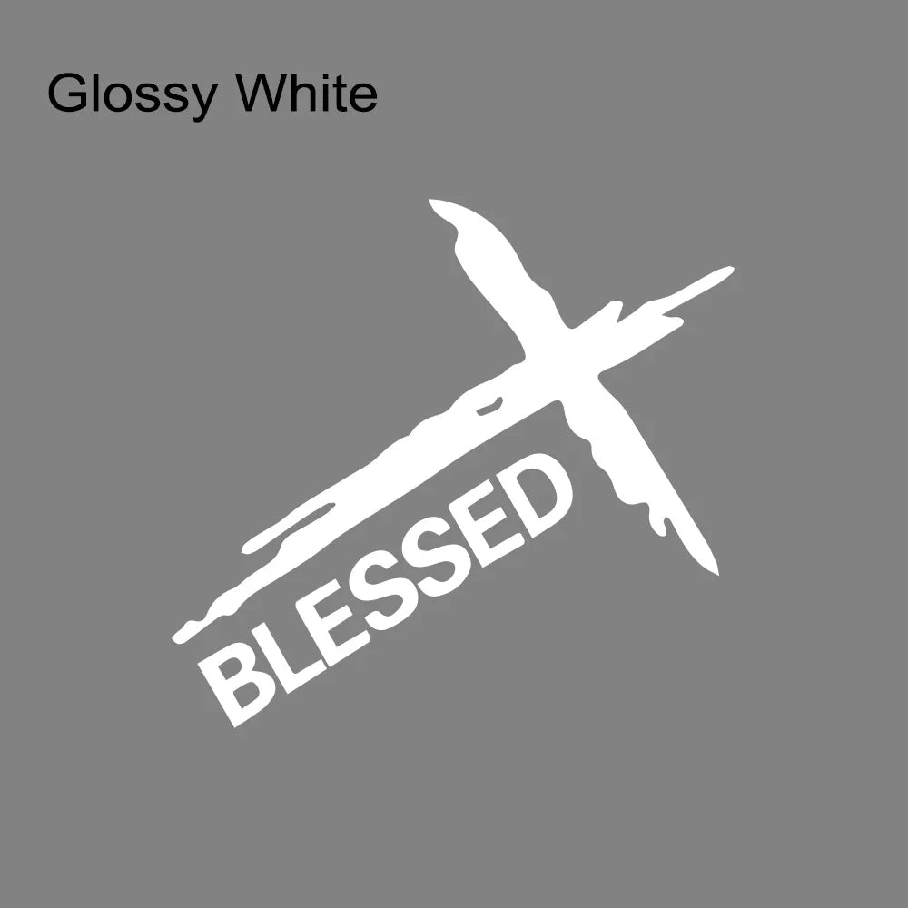 Sticker Voiture & Mur « BLESSED » – Croix du Christ