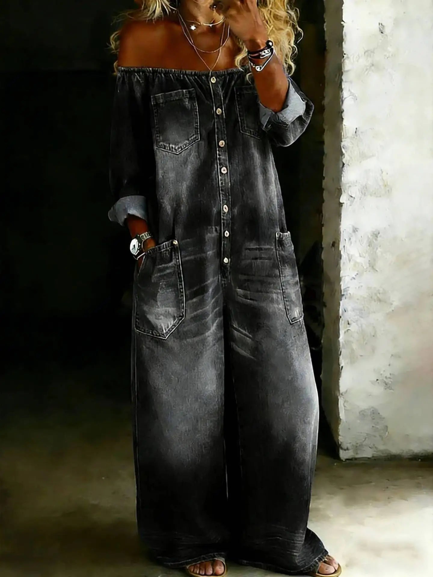 Combinaison Jean Oversize Femme Bohème Chic – Coupe Loose Wide Leg | Hope & Light Girlz