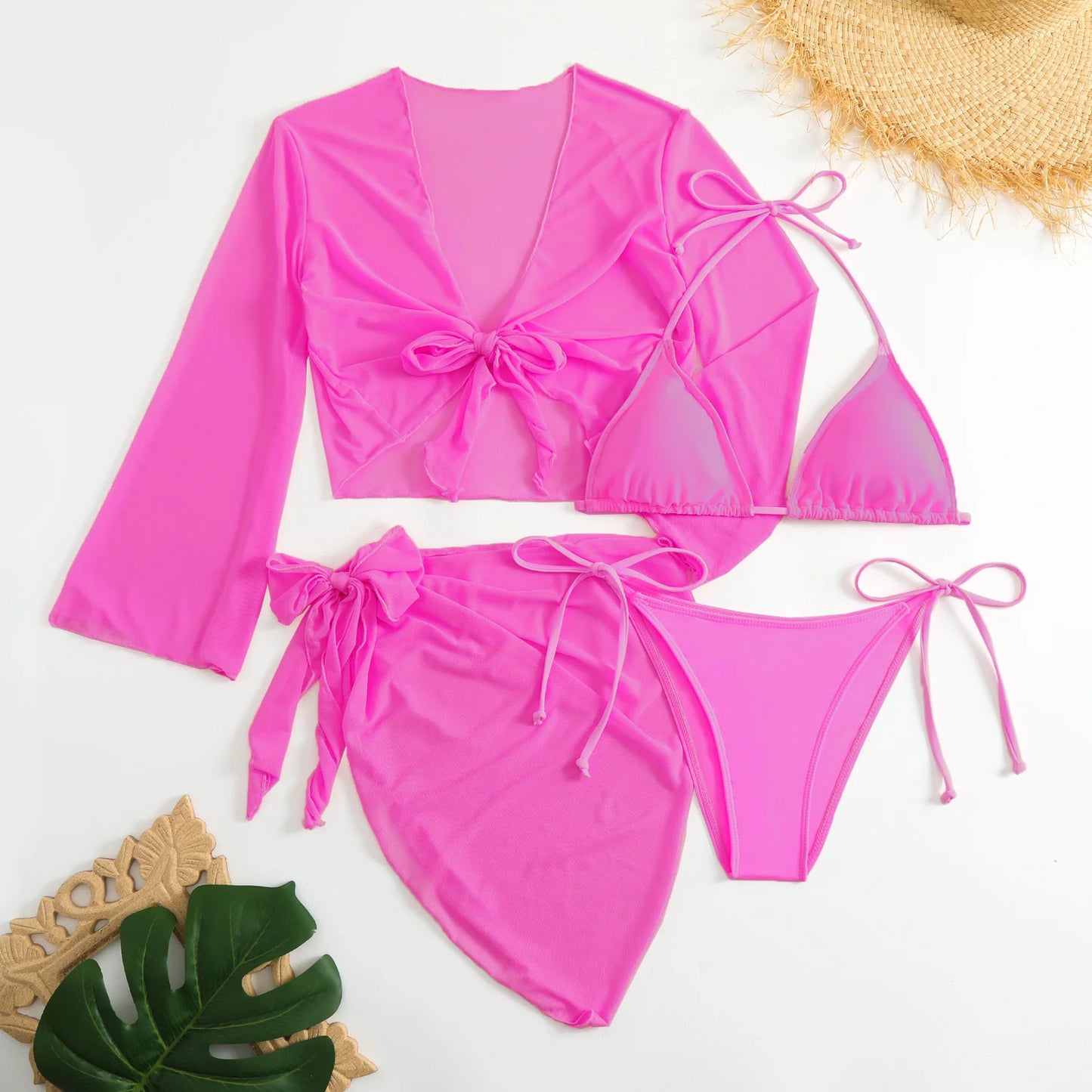 Maillot de Bain 4 Pièces Femme | Bikini avec Jupe et Top Assorti