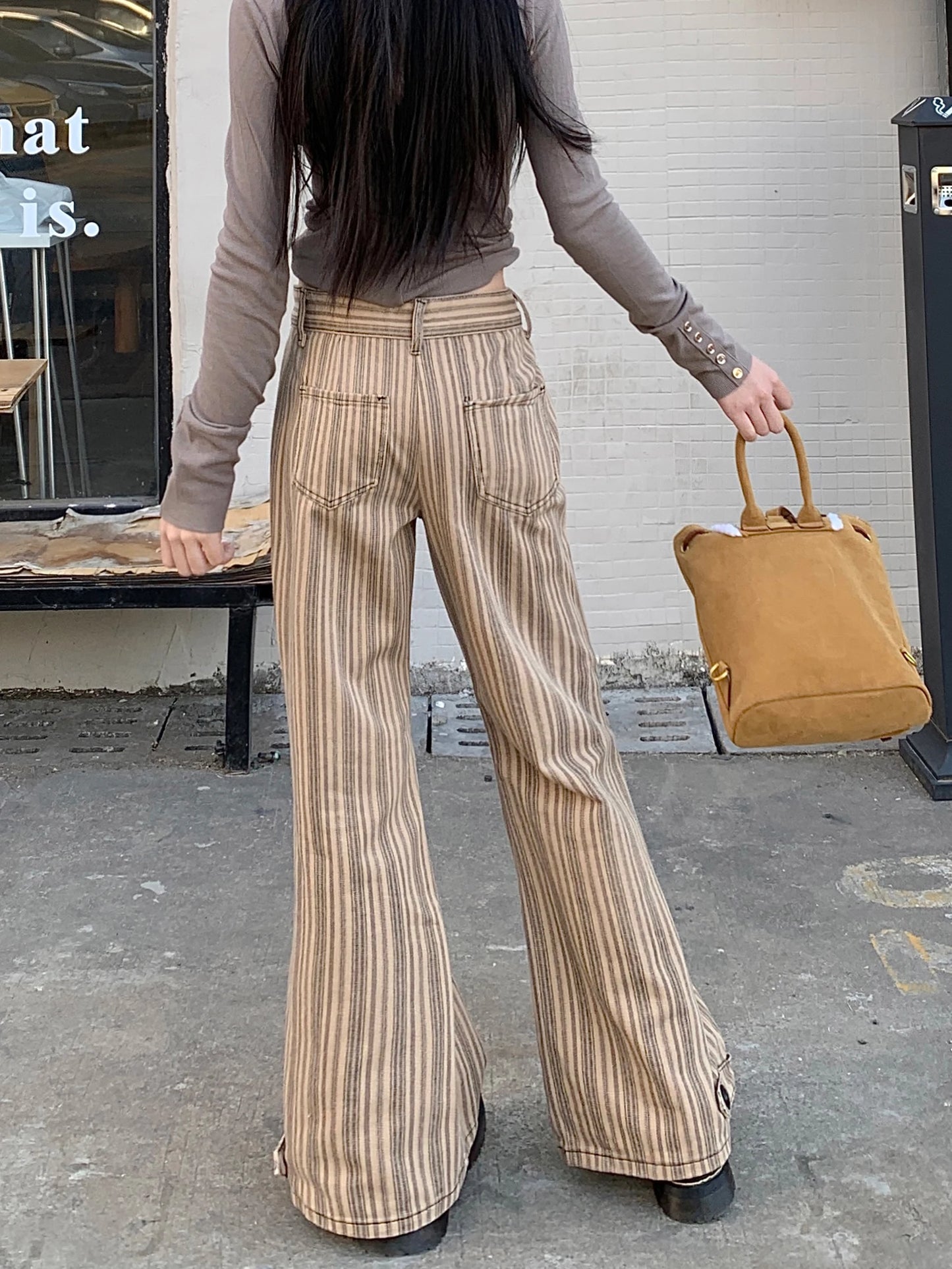 Jean Wide Leg Femme Rayé Vintage – Pantalon Baggy Taille Basse Tendance | Hope & Light Girlz
