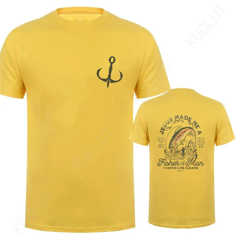 🧭 T-shirt chrétien homme “Fisher of Man” – Jésus Made Me • Col rond • 18 coloris • S à 4XL