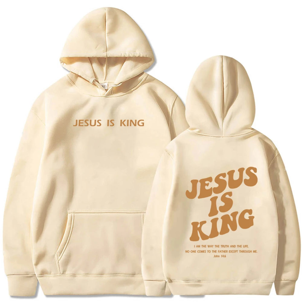 🏷️Sweat à Capuche “Jesus Is King” – Hoodie Chrétien Unisexe du S au 4XL | Collection Foi & Style