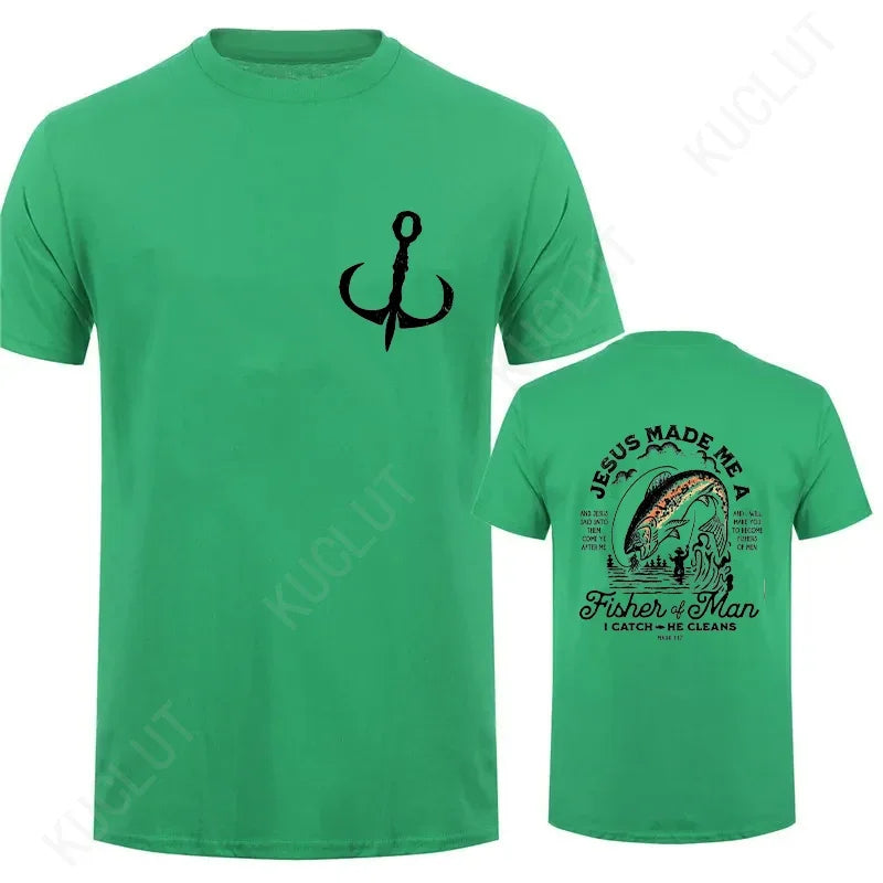 🧭 T-shirt chrétien homme “Fisher of Man” – Jésus Made Me • Col rond • 18 coloris • S à 4XL