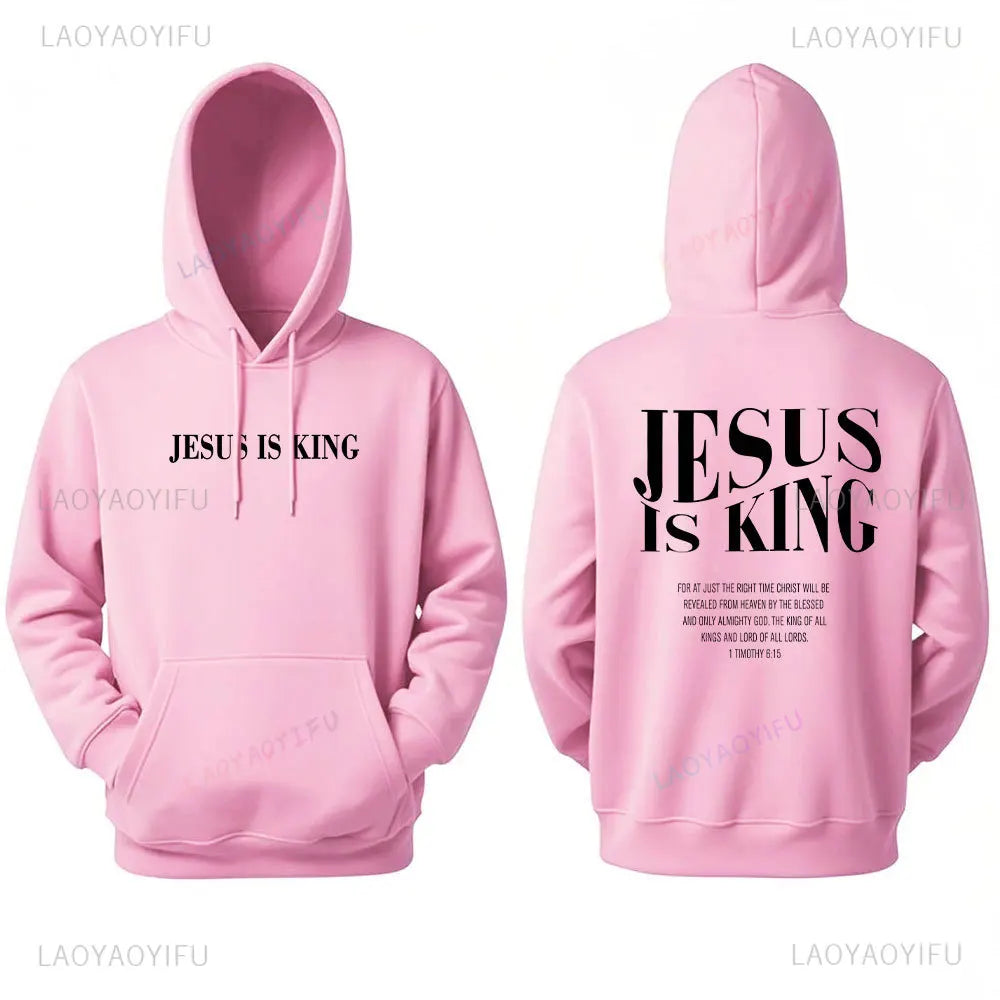 Sweat à capuche femme “JESUS IS KING” – Hoodie chrétien fashion | Hope And Light Girlz